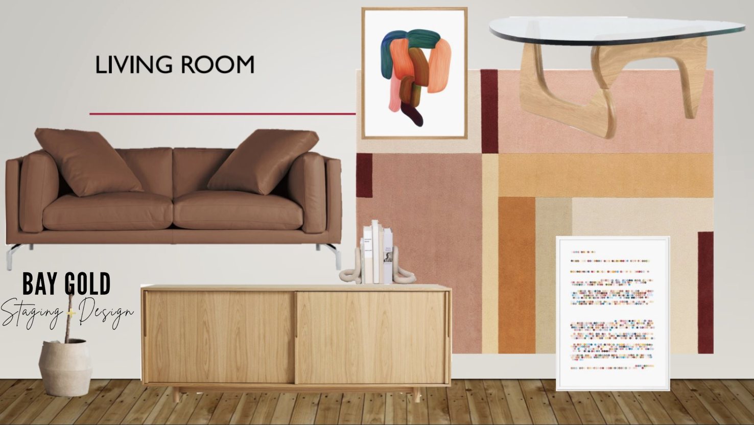 Living Room - Leather & Light Oak mood board by Bay Gold Design