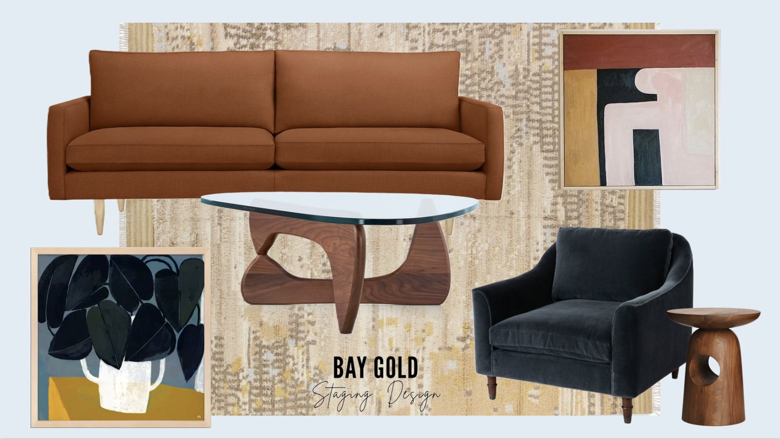 Living Room - Terracotta & Navy mood board by Bay Gold Design
